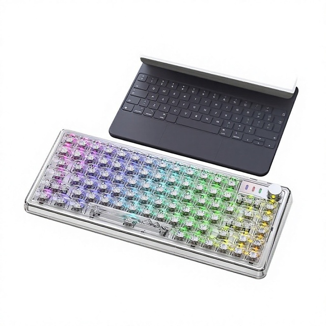 Cross-border Exclusive K75 RGB Tri-mode High-aesthetic Wireless Mechanical Keyboard for Transparent Gasket-mounted