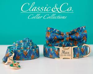 Ensemble collier et laisse pour chien personnalisé à motif floral avec boucle en métal gravée sur mesure, cadeau d'anniversaire pour chiot lilas, livraison gratuite - Product Image 3