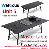 Table pliante en alliage d'aluminium IGT 5Unit pour le camping en plein air, table semi-automatique pour faire bouillir du thé, préparer des repas légers et faire du barbecue en même temps