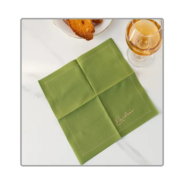 Custom Printed Cotton Cloth 8*8" Wedding Banquet Plain Cocktail Napkins with Logo Personalized