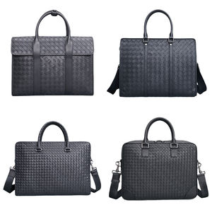 Maletín de Cuero Vacuno Tejido a Mano para Hombre, Bolso de Hombro Oblicuo, Bolso para Computadora, Impermeable, de Cuero Genuino, Suave, para Portátil - Product Image 5