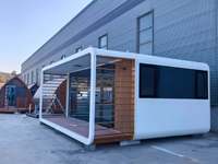 Maison capsule préfabriquée de luxe entièrement décorée avec eau et électricité installées, maisonnette clé en main pour hôtel et complexe hôtelier