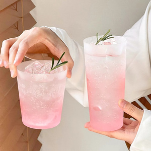 Stile <span class=keywords><strong>giapponese</strong></span> glassato <span class=keywords><strong>rosa</strong></span> gradiente tazza di acqua Collins tazze di succo freddo dritto bicchiere per bevande - Product Image 2