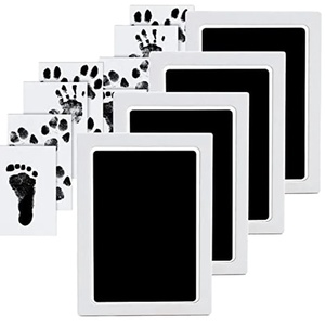 4er-Pack Tintenfreies Baby Hand- und Fußabdruck-Set mit <span class=keywords><strong>4</strong></span> Plastik-Stempelkissen 8 Papiere Ungiftiges Andenken-Fußabdruck-Set - Product Image 1