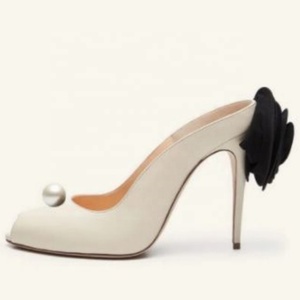 Sandalias Elegantes de Tacón Fino con Perlas y Flor Trasera para Mujer, Talla Grande 45, Peep Toe, Zapatos de Vestir, Tacones Altos Delgados, Mules de Horma Ancha - Product Image 2