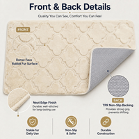 Tapis de salle de bain moderne rayé en fausse fourrure de lapin douce, 1200 GSM, antidérapant, absorbant, avec support TPR écologique, pour la maison et l'hôtel