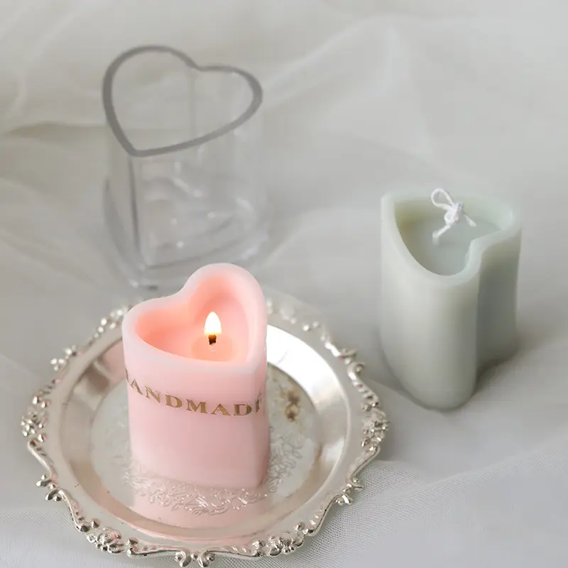 DIY handmade thơm Acrylic nến khuôn ba chiều hình trụ tình yêu hình dạng moldes Para velas molde hacer Vela