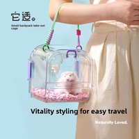 Kandang Hamster Tafit dengan Botol Air, Tas Pembawa Hewan Kecil Portabel untuk Gerbil dan Hamster Kerdil