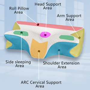 Oreiller de soutien cervical ergonomique en mousse à mémoire de forme en forme de V, design matelassé pour dormir, couleur blanc et noir - Product Image 4
