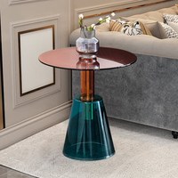 Table basse ronde en verre moderne personnalisée de designer, de luxe, rouge et verte, pour salle de sport, bar, canapé, décoration, meuble d'appoint