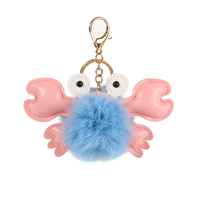 Porte-clés en peluche avec pompon, boule de crabe, boule de fourrure, boule de peluche