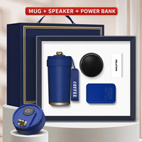 Coffret cadeau d'entreprise haut de gamme Mug + haut-parleur Bluetooth + batterie externe Logo personnalisé Articles de réunion Coffret cadeau d'affaires de luxe