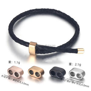 Tapa de extremo de pulsera de dos agujeros, accesorios de bricolaje de acero inoxidable, fabricación de pulseras, cordón de nailon, <span class=keywords><strong>cuerda</strong></span> náutica, extremos de cordón Doble - Product Image 3