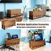 Boîte de gestion de câbles extra-large en bois, boîte de dissimulation de câbles en bois et organisateur pour multiprises, câbles de télévision et rangement de câbles de bureau
