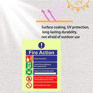 7.9x5.9 Pouces Étanche Durable Glow-in-the-Dark Fire <span class=keywords><strong>Action</strong></span> Emergency Instructions Adhésif Autocollant - Product Image 6