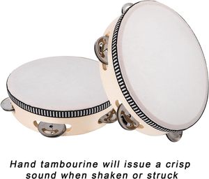 Tambourin à main tambour bois simple rangée tambourin <span class=keywords><strong>métal</strong></span> Jingles Instrument de musique rythme <span class=keywords><strong>Percussion</strong></span> pour KTV, fête, église - Product Image 4