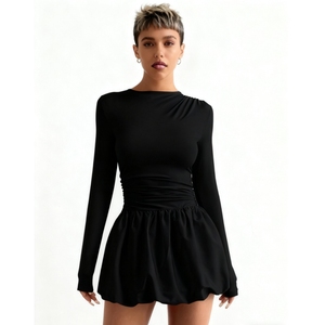 Robes longues ajustées élégantes pour femmes, nouvelle collection automne, avec manches longues extensibles et style bouffant tendance - Product Image 3