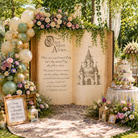 Ensemble de ballons en forme de livre KT Board, thème Château de conte de fées moderne Princesse Prince, toile de fond imprimée numériquement pour Anniversaire et Fiançailles