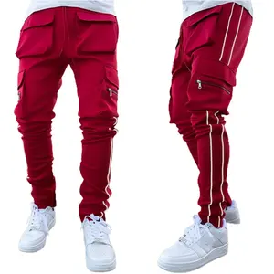 Rahat erkek pantolon bahar sonbahar İpli elastik bel Joggers pantolon Homme kargo pantolon erkek Hip Hop Sweatpants