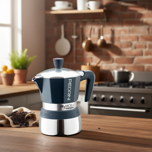 Cafetera de Aluminio 2 Tazas MYMOKA INDUCTION Azul Terciopelo y Cromo 02CF163 - Product Image 3