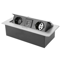 Desktop-Pop-up-Steckdose mit 2 US-Steckplätzen, USB-A, Typ-C, RJ45 und Telefonanschlüssen, Versenkbare Pop-up-Stromversorgung für Konferenzräume