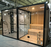 Poêle à vapeur et à sauna Hamman en PVC, banc préfabriqué avec pommeau de douche et éclairage de plafond étoilé pour 6 personnes