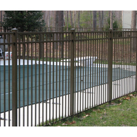 Valla de Acero Galvanizado con Punta de Lanza Negra de 6 pies, Valla Plana para Piscina, Adecuada para Protección de Seguridad en Exteriores de Alta Resistencia