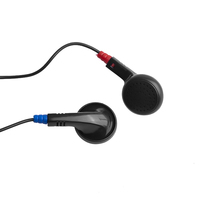 AX01 Earphone hitam untuk penerbangan, Earphone berkabel 2024, Earphone olahraga siswa dengan kabel colokan 3.5mm, Earphone berkabel murah