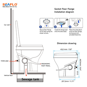SEAFLO Toilette RV Monobloc en Plastique à Pédale pour Extérieur, Portable pour Camping, Caravane, Camping-car, <span class=keywords><strong>Accessoires</strong></span> de Remorque - Product Image 3