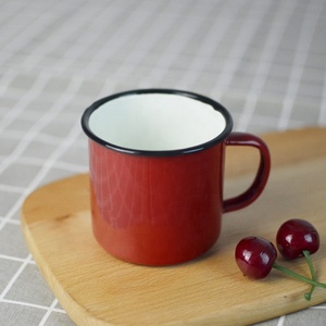 Sublimazione di alta qualità a buon mercato piccolo Logo personalizzato colorato campeggio <span class=keywords><strong>caffè</strong></span> tazza smaltata personalizzata con manico - Product Image 4