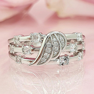 Conjunto de Joyería Nupcial F467 Infinity, Plata 925, Engaste de Diamantes Redondos, Anillos de Boda para Mujer, Joyería Fina - Product Image 2