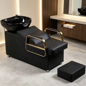 อ่างสระผมพร้อมที่วางแขนสีทอง เฟอร์นิเจอร์ร้านเสริมสวยสำหรับสถานีสระผม - Product Image 1