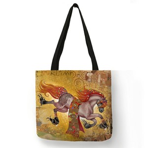 Sac à main en toile de lin avec peinture à l'huile pour femmes, fourre-tout personnalisé avec motif de larmes, sac de Shopping de grande capacité, Gustav Klimt - Product Image 5