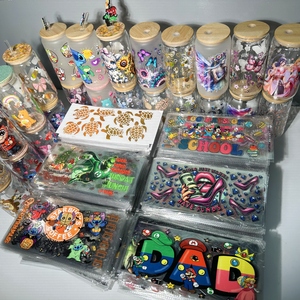 جودة عالية 16 أونصة الأشعة فوق البنفسجية DTF يلتف حجم مخصص Pet PVC ملصقا البهلوانات الزجاج قابل للغسل جاهزة للشحن مصنع الطباعة نقل - Product Image 1