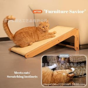 Rascador de madera para gatos de 24.8 pulgadas con tapete de sisal para trepar y descansar - Product Image 2