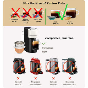 1 Pod Wareset, dosettes à café réutilisables en acier inoxydable de haute qualité, rechargeables, pour <span class=keywords><strong>NESPRESSO</strong></span> Vertuoplus, café réutilisable - Product Image 3