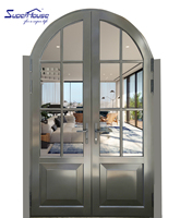 Puertas y Ventanas Arqueadas Modernas de Aluminio para Villa, Diseño Francés Horizontal de Lujo Hecho a Medida, Aleación de Aluminio Anticorrosión