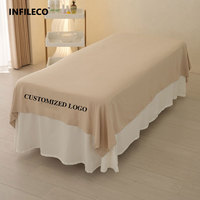 Draps de lit spécifiques pour salon de beauté agrandis en taille serviette de bain de beauté ensemble de serviettes de lit housse de matelas logo de marquage à chaud