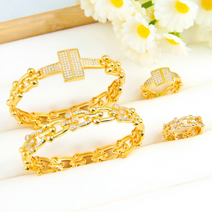 Brazalete de Diseño Árabe de Lujo en Color Dorado, Anillo en Forma de U Chapado en Oro de 21k para Mujer, Joyería para Fiestas - Product Image 6