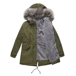 Manteau bouffant épais d'hiver pour femmes grande taille avec logo personnalisé <span class=keywords><strong>veste</strong></span> parka chaude doublée en polaire avec capuche en <span class=keywords><strong>fourrure</strong></span> - Product Image 3