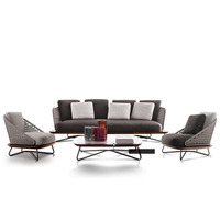 Canapé et chaise en rotin de style nordique pour l'extérieur avec coussins imperméables pour hôtel, villa, cour et jardin - Meubles d'extérieur