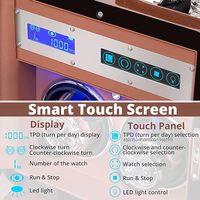 Penggulung Jam Tangan Kayu dengan Remote Control LCD LED 2 Slot, Finishing Mengkilap, Motor Senyap untuk Jam Tangan Otomatis, Dilengkapi Kunci