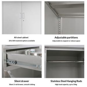 Armadietto in Acciaio Inox 304 <span class=keywords><strong>Design</strong></span> Moderno, Armadio per Documenti, Mobiletto Antipolvere per Officina, Scarpiera per Scuola e Bagno con Quattro Ante con Serratura - Product Image 4