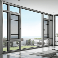 Fenêtres à battants modernes de luxe en alliage d'aluminium, double vitrage trempé, conception anti-ouragan, persiennes extérieures pour salle de bain