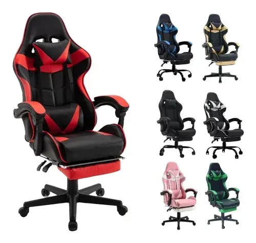 Rosa led rgb computador PC jogo cadeira gaming pu couro silla gamer massagem corrida cadeira de jogos com luzes e alto-falantes