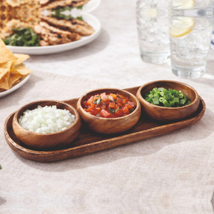 Juego de 3 Tazones de Madera Tallada Ecológicos de Primera Calidad con Bandeja Rectangular para Servir, Estilo Antiguo y Moderno, Acabado Natural - Product Image 4