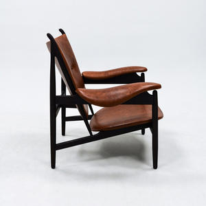 Customization Colors Italian Antique Red Genuine Leather Tufted Chair Wooden Frame Reclining <b>Lounge</b> Chair Living Room Bedroom - Product Image 2