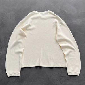 Maglietta <span class=keywords><strong>Termica</strong></span> a Maniche Lunghe da Uomo con Logo Personalizzato, Grafica Graffiti, in Cotone, Oversize, Collo Tondo, Stampa DTG, Tessuto Waffle - Product Image 2