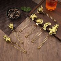 Ensemble d'ustensiles de cuisine créatifs en acier inoxydable 304 doré, infuseur à thé en forme d'ananas, pince à café et thé portable, couverts de mariage dorés