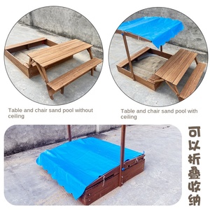 3-trong-1 ngoài trời sandbox với băng ghế dự bị ghế tán bìa và Lift-up nắp đa chức năng trẻ em cát chơi bảng - Product Image 5